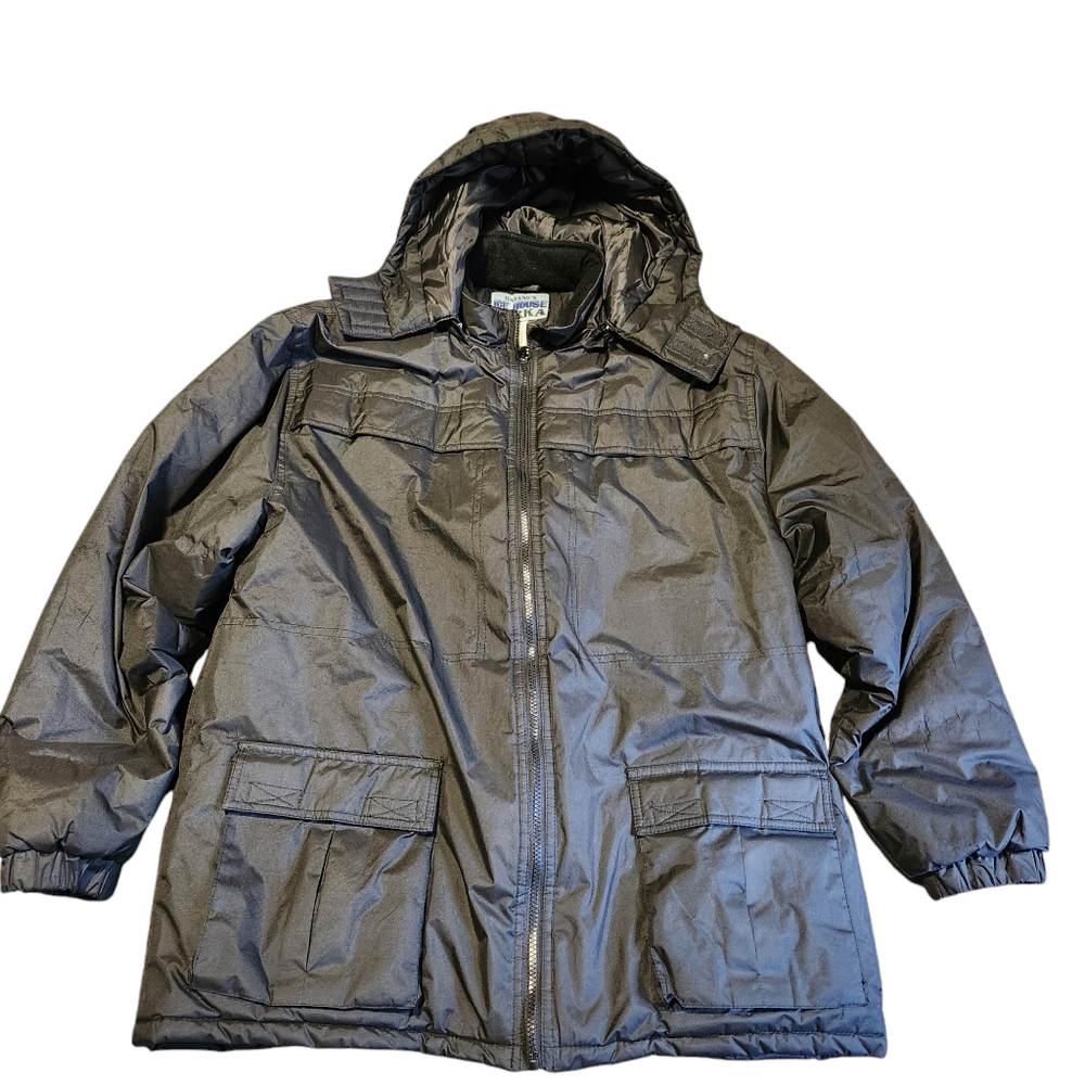 Haband’s Ice House Men's Size M Black Parka Winter Coat Waterproof Jacket